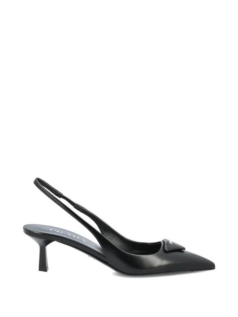 Prada 55mm triangle-logo slingback leather pumps - Black - zdjęcie produktu nr 1