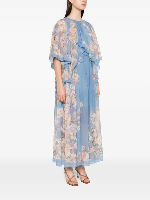 ZIMMERMANN floral-print ruffled dress - Blue