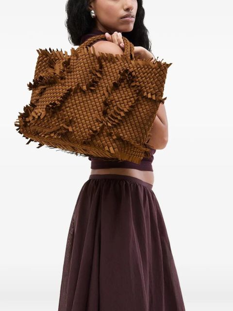 NAGHEDI St. Barths woven-design fringed-detail tote - Brown