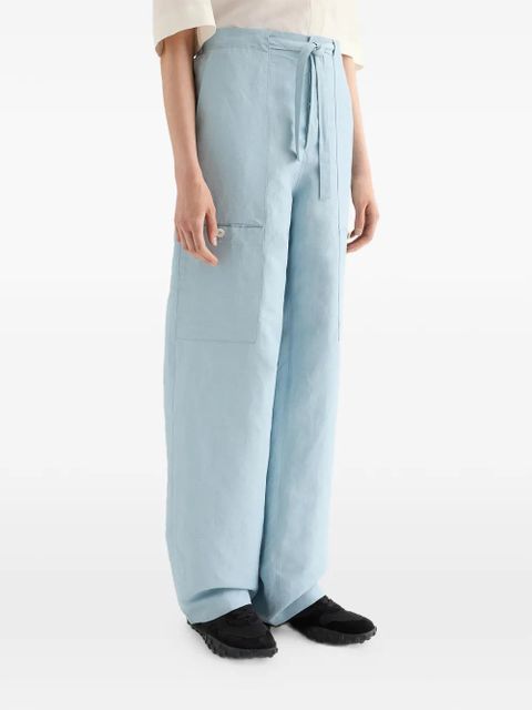 Jil Sander drawstring cargo linen trousers - Blue