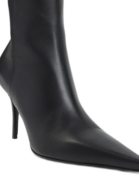 Amina Muaddi pointed-toe side-zip leather boots - Black