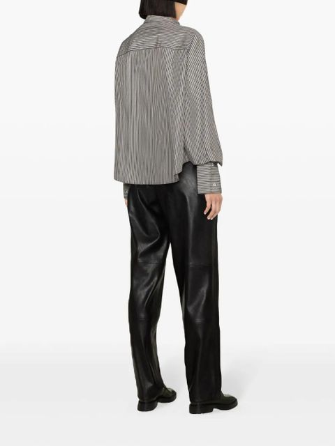 AMI Paris striped cropped cotton shirt - Black