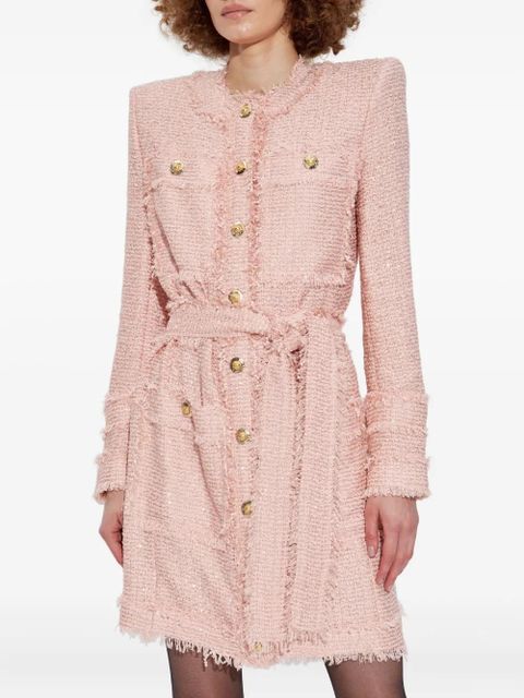 Balmain sequin-embellished tweed mini dress - Pink