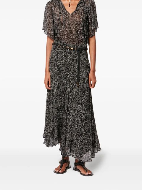 MARANT ÉTOILE Lycia floral-print midi skirt - Black - zdjęcie produktu nr 2