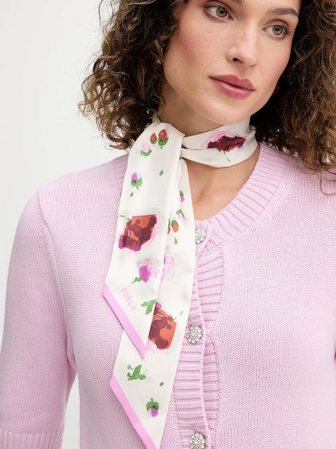 Furla apaszka jedwabna damski kolor beżowy wzorzysta WT00022.BX3856.J9600 - zdjęcie produktu nr 1