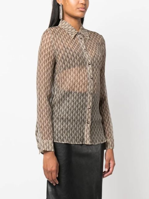 Marine Serre Moon Diamant silk shirt - Neutrals