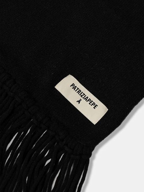 Patrizia Pepe szalik z domieszką wełny damski kolor czarny gładki 8F0067 K287 - zdjęcie produktu nr 2