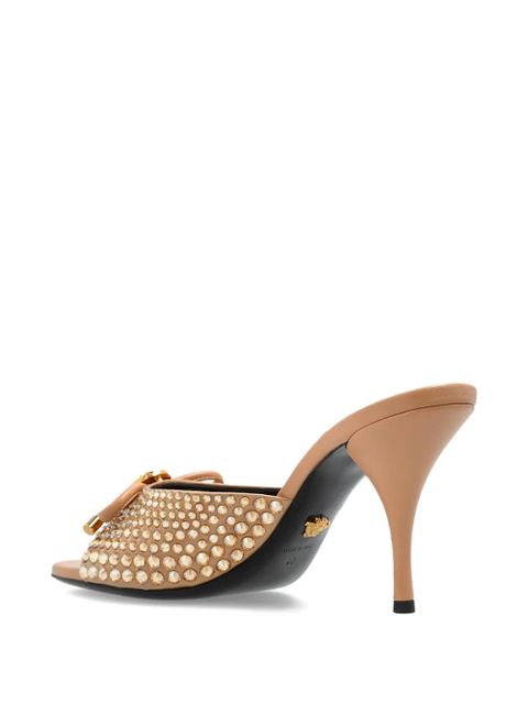 Versace 85mm Opera embellished bow sandals - Brown