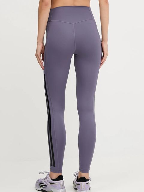 adidas Performance legginsy treningowe Opt 3S damskie kolor fioletowy z nadrukiem JX7322 - zdjęcie produktu nr 2