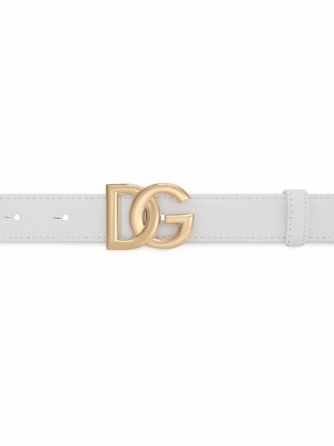 Dolce & Gabbana DG-logo leather belt - White