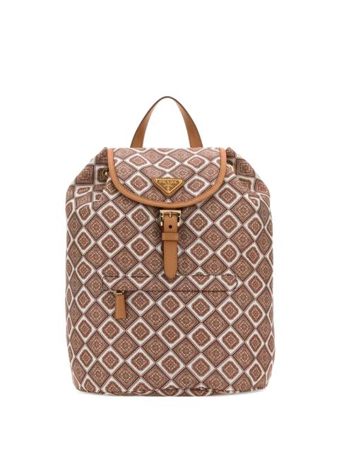Prada geometric-pattern backpack - Brown - zdjęcie produktu nr 1