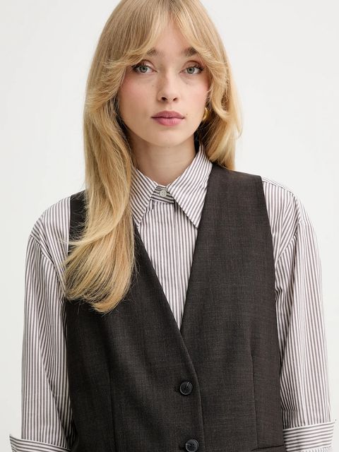 MAX&Co. kamizelka kolor brązowy jednorzędowa 2526156022200