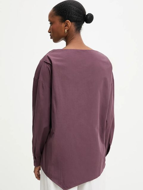 Answear.LAB koszula bawełniana damska kolor bordowy regular z kołnierzykiem klasycznym