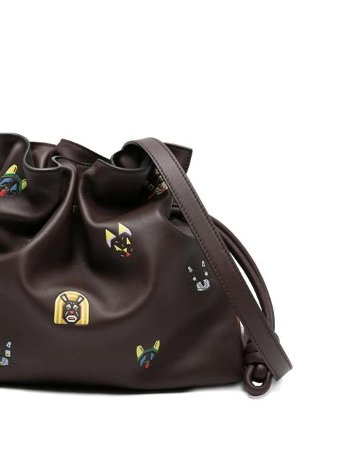 LOEWE medium Flamenco leather clutch bag - Brown