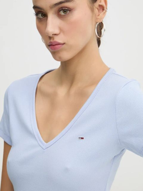 Tommy Jeans t-shirt damski kolor niebieski DW0DW17385