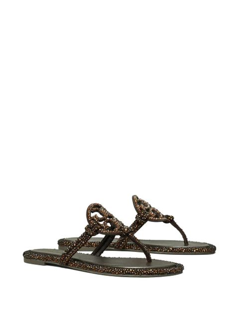 Tory Burch knotted crystal miller sandals - Brown