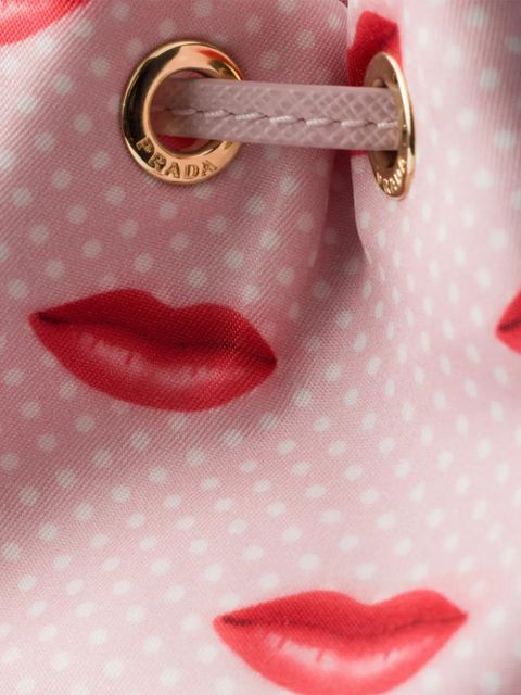 Prada Re-Nylon printed drawstring bucket bag - Pink