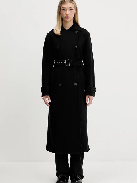 HUGO płaszcz z domieszką wełny kolor czarny 50547616 - zdjęcie produktu nr 1