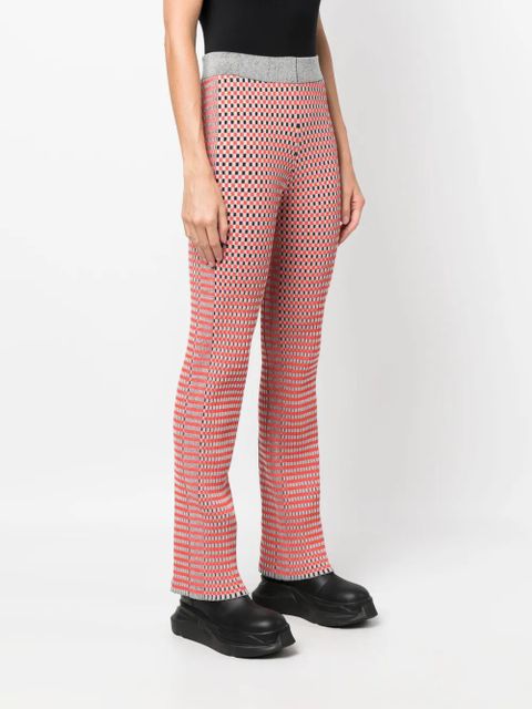 Rabanne check-pattern ribbed-knit trousers - Orange
