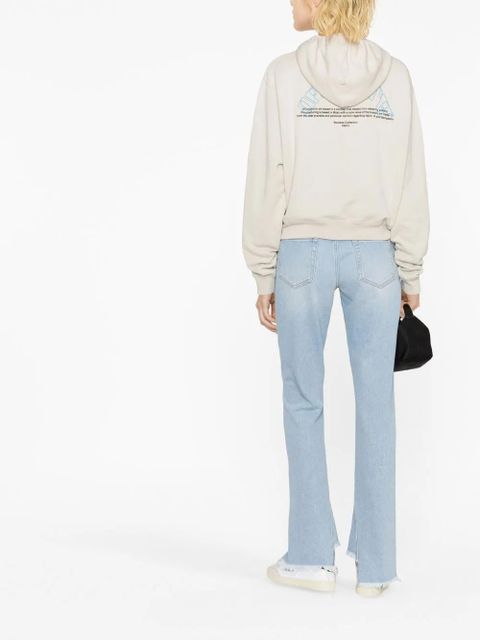 Off-White embroidered-logo cotton hoodie - Neutrals