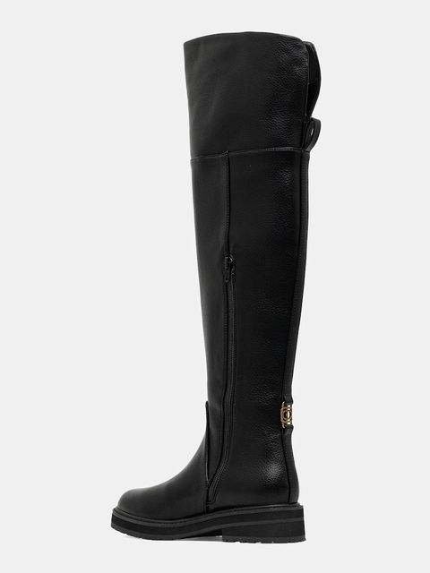 Twinset kozaki damskie kolor czarny na płaskim obcasie 252TGT124