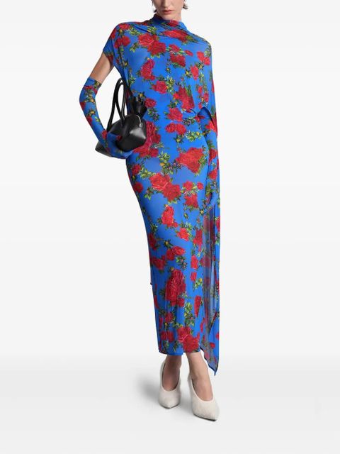 Magda Butrym floral-print draped dress - Blue