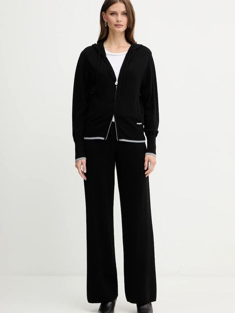 Pinko spodnie dresowe z dodatkiem wełny damskie kolor czarny gładkie 105490 A2Q9 - zdjęcie produktu nr 2