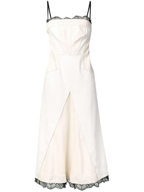 Alexander McQueen scalloped lace denim dress - Neutrals - zdjęcie produktu nr 1