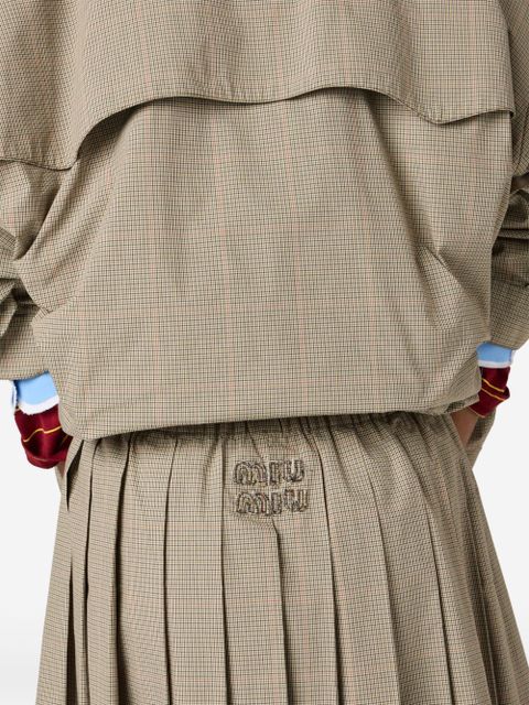 Miu Miu checked pleated midi skirt - Green