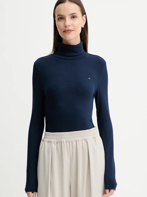 Tommy Hilfiger longsleeve damski kolor granatowy z golfem WW0WW39826 - zdjęcie produktu nr 1