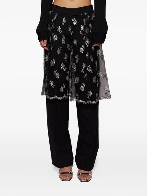 Christopher Esber floral-lace trousers - Black