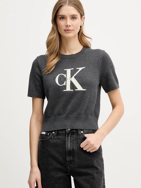 Calvin Klein Jeans t-shirt bawełniany damski kolor szary LV044E306G - zdjęcie produktu nr 1
