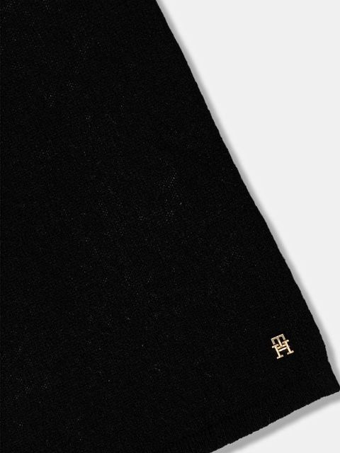 Tommy Hilfiger szalik kaszmirowy damski kolor czarny gładki AW0AW17790 - zdjęcie produktu nr 2