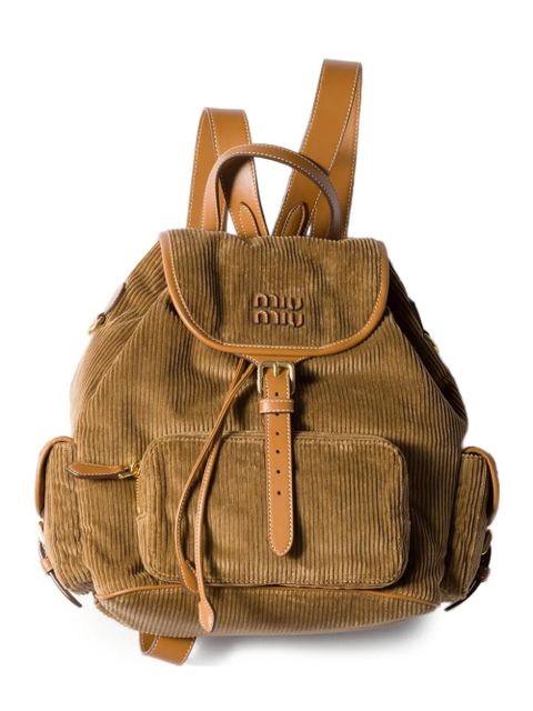 Miu Miu large corduroy cotton backpack - Brown - zdjęcie produktu nr 1