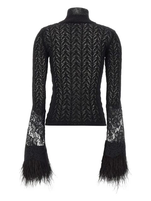 Blumarine Marabu lace-insert sweater - Black - zdjęcie produktu nr 2
