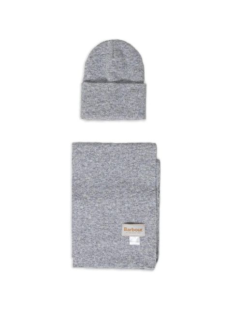 Barbour logo-plaque beanie hat and scarf set - Grey - zdjęcie produktu nr 1