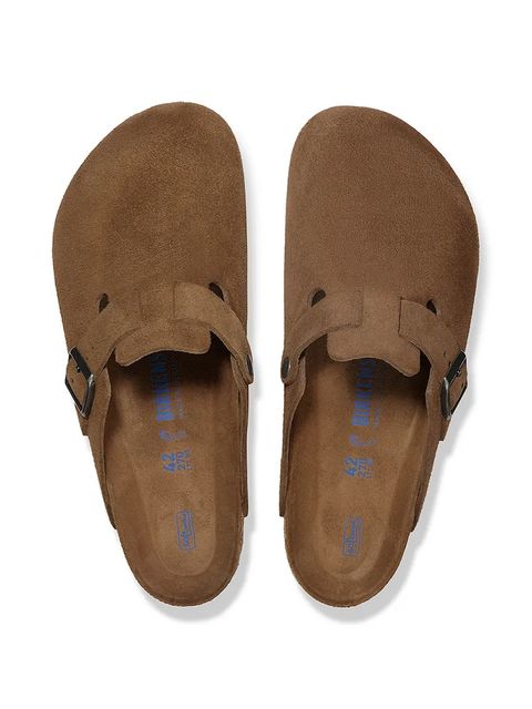 Birkenstock klapki zamszowe Boston kolor brązowy 1030814