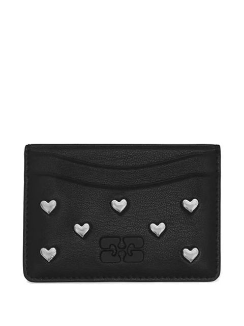 GANNI Bou heart-stud cardholder - Black - zdjęcie produktu nr 1