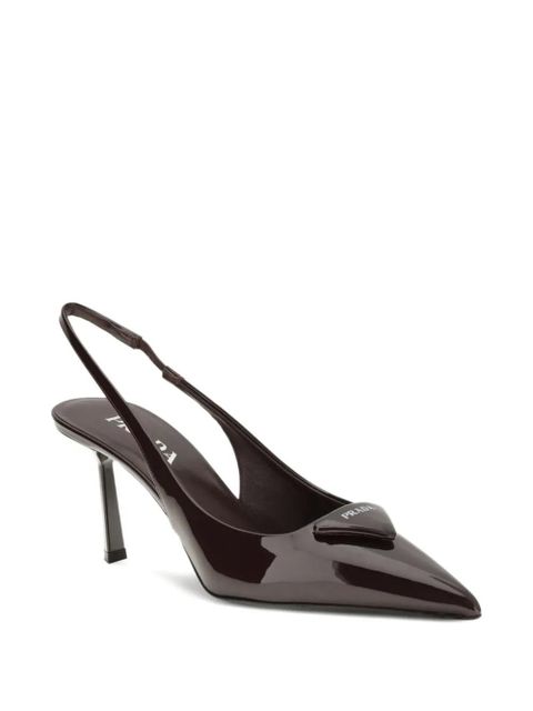 Prada triangle-logo slingback pumps - Brown - zdjęcie produktu nr 2
