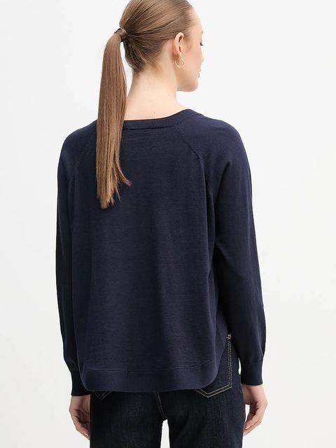 United Colors of Benetton sweter z dodatkiem wełny damski kolor granatowy lekki 1Y6SD10EG