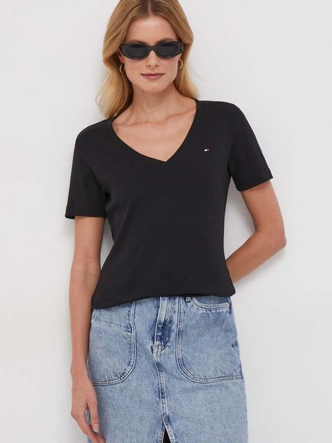 Tommy Hilfiger t-shirt bawełniany damski kolor czarny WW0WW40584 - zdjęcie produktu nr 1