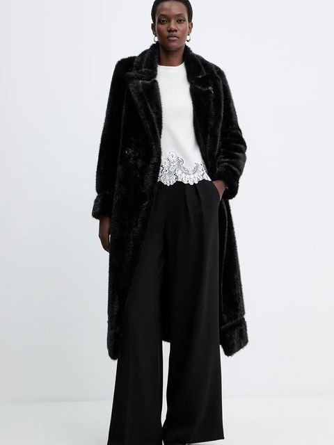 Twinset płaszcz kolor czarny 252TT2152