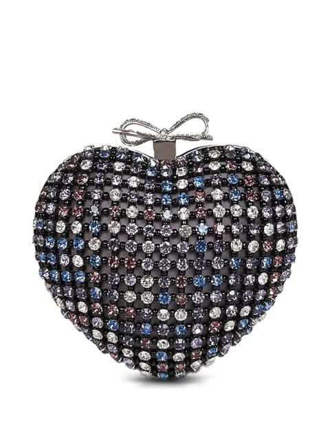 Self-Portrait crystal-embellished heart-shape mini bag - Black