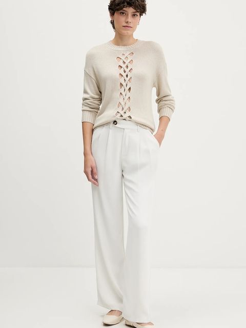 Sisley sweter damski kolor beżowy lekki 1XGYM106I