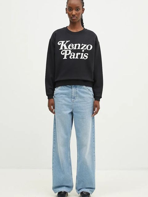 Kenzo bluza bawełniana by Verdy Regular Sweatshirt damska kolor czarny z nadrukiem FE52SW1274MF.99