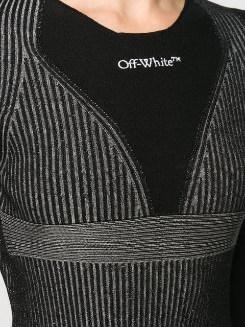 Off-White crew-neck ribbed-knit jumper - 1001 BLACK WHITE