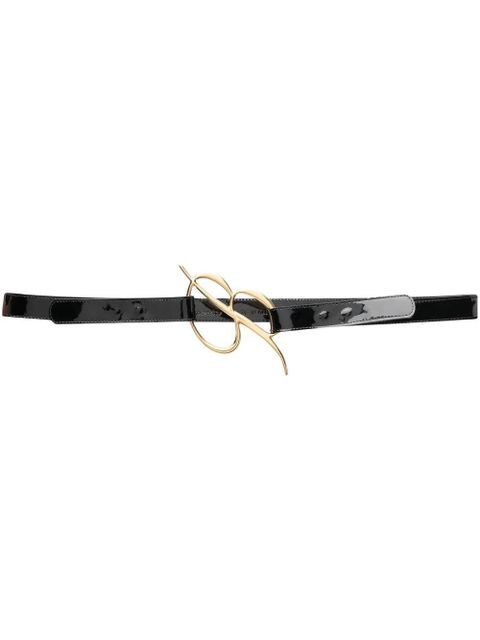 Blumarine gold-toned letter logo belt - Black - zdjęcie produktu nr 1