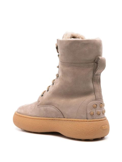 Tod's logo-debossed combat boots - Neutrals