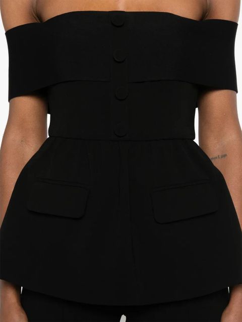 Self-Portrait crepe off-shoulder jumpsuit - Black