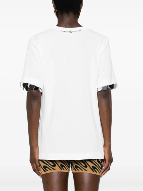 Rabanne paillette-embellished crepe T-shirt - White
